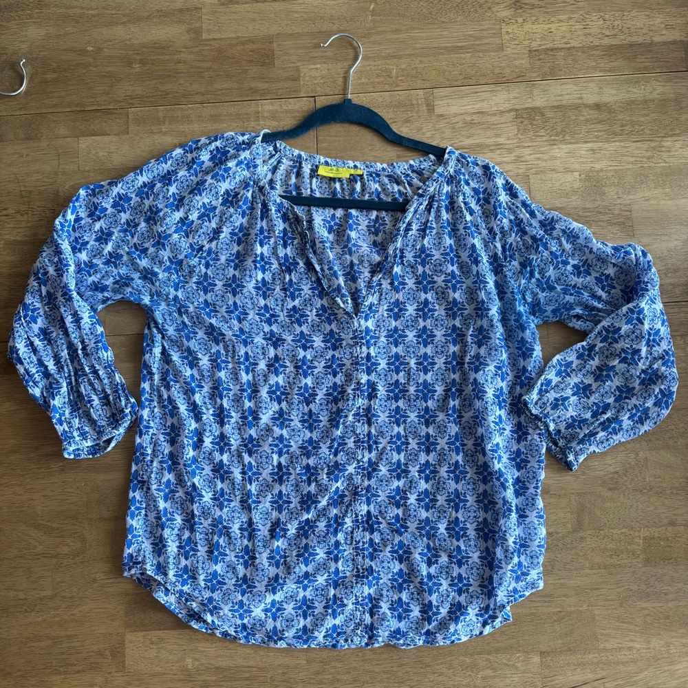 Roller Rabbit Blue and White Floral Blouse